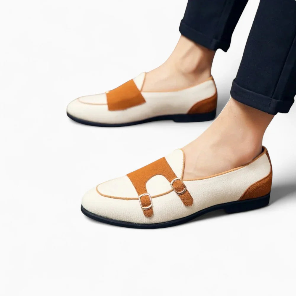 Mocassins blancs à boucle pour homme