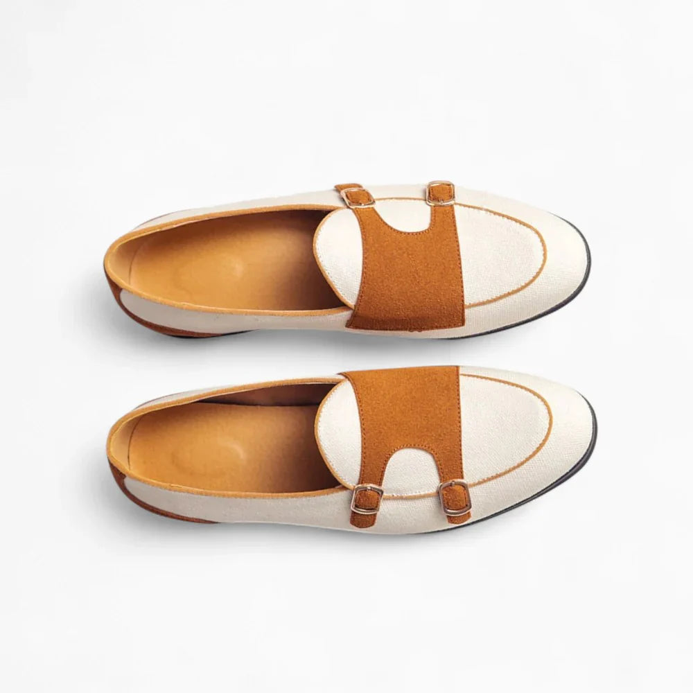 Mocassins blancs à boucle pour homme