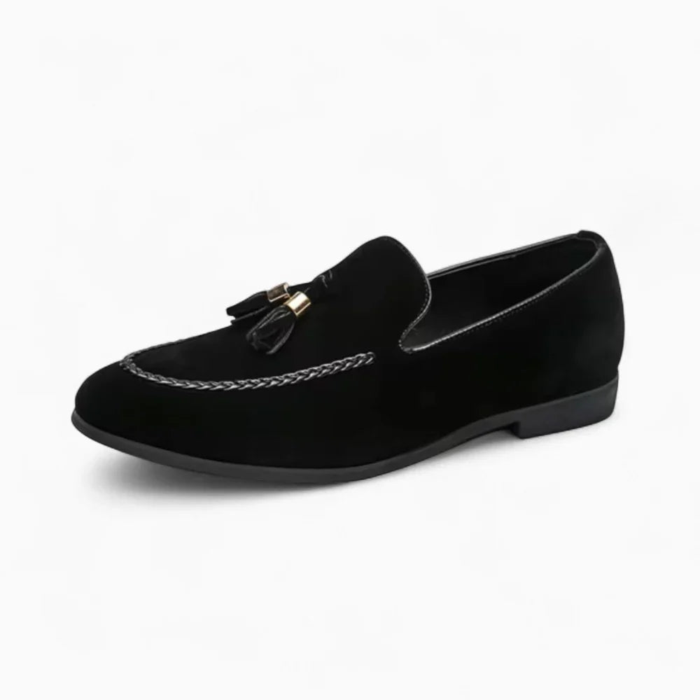 Mocassins en daim noir à glands pour homme