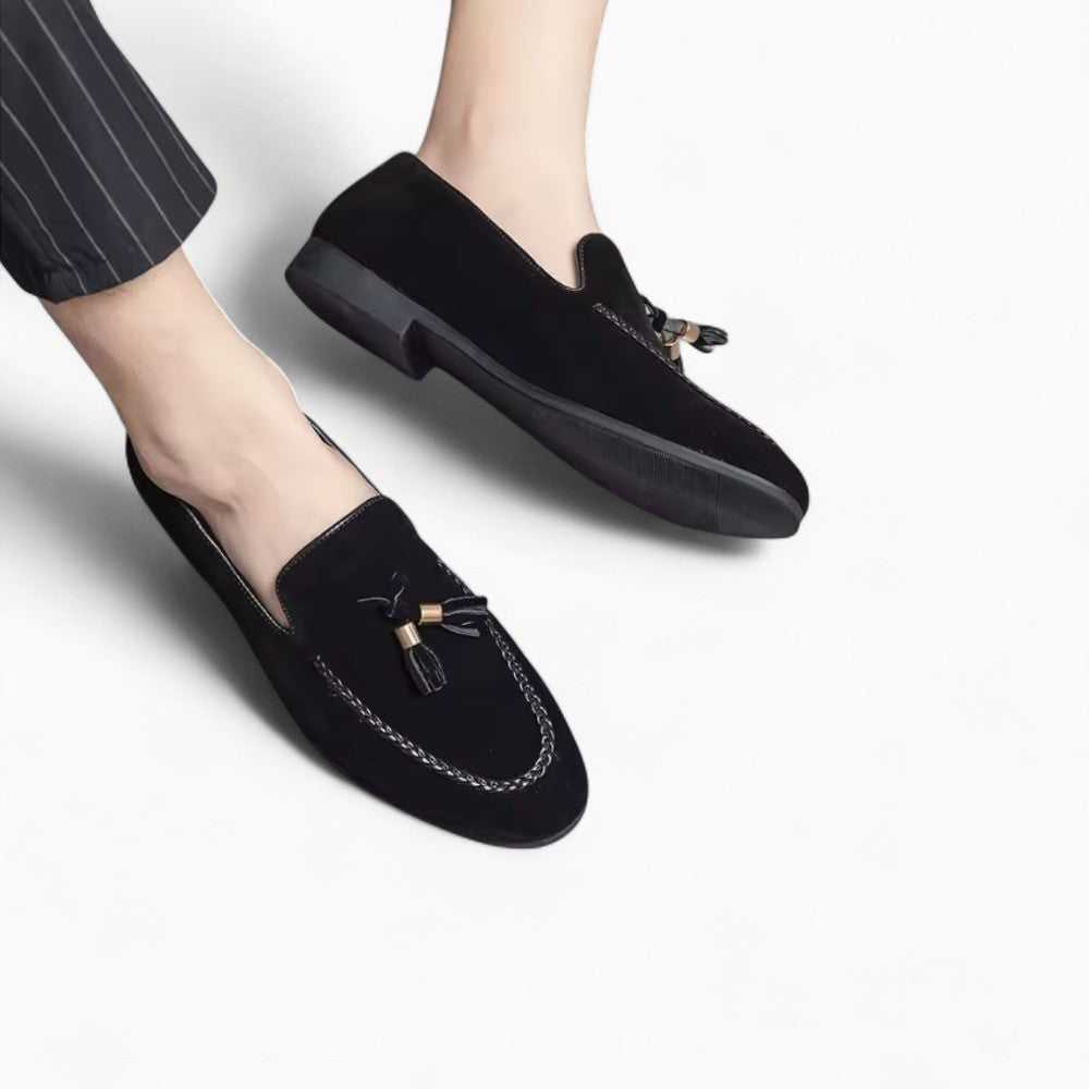 Mocassins à glands en daim noir pour homme