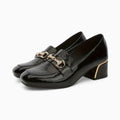 Mocassins vernis noirs à talon