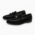 Mocassins en daim noir à glands pour homme